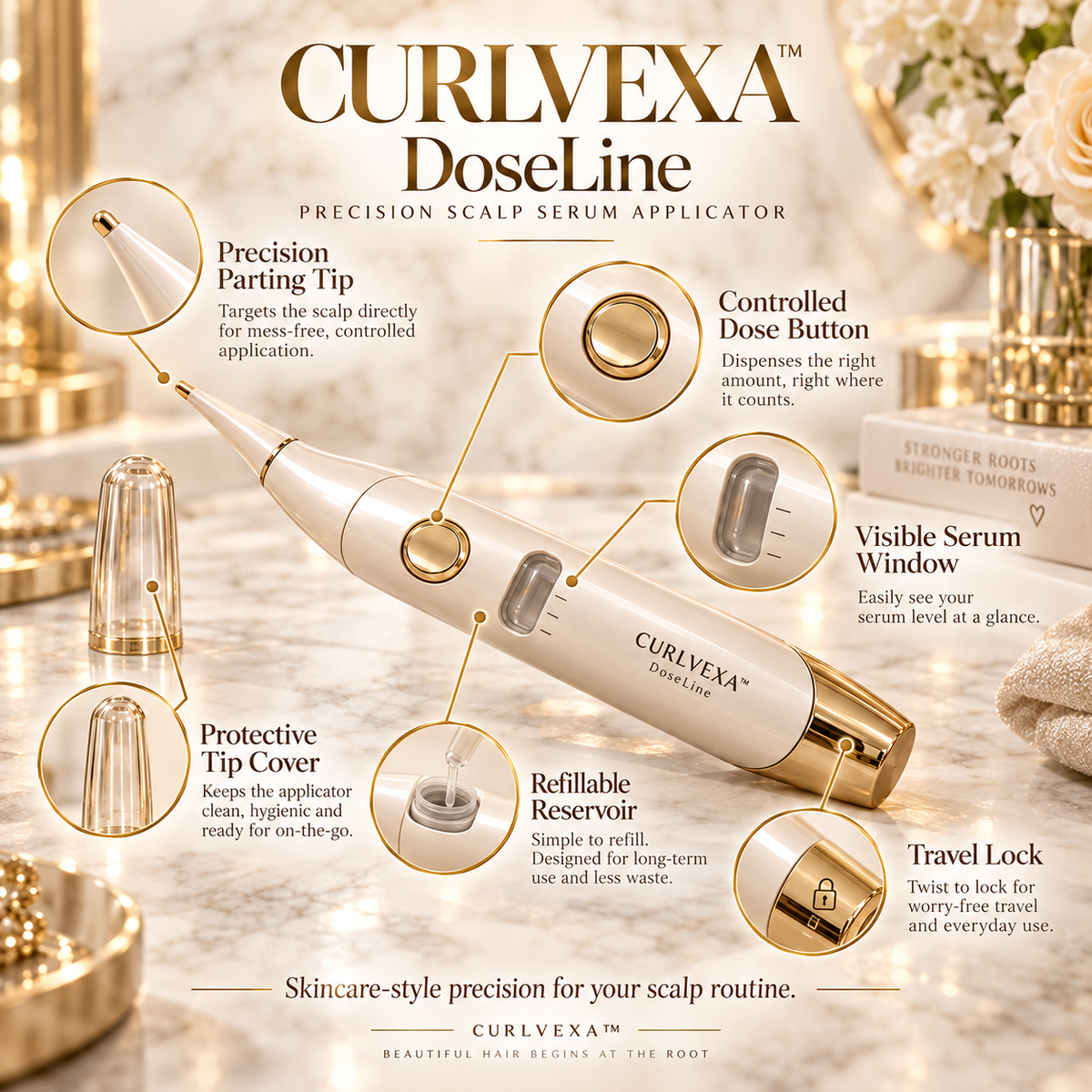 CURLVEXA™ DoseLine | Precision Scalp Serum Applicator