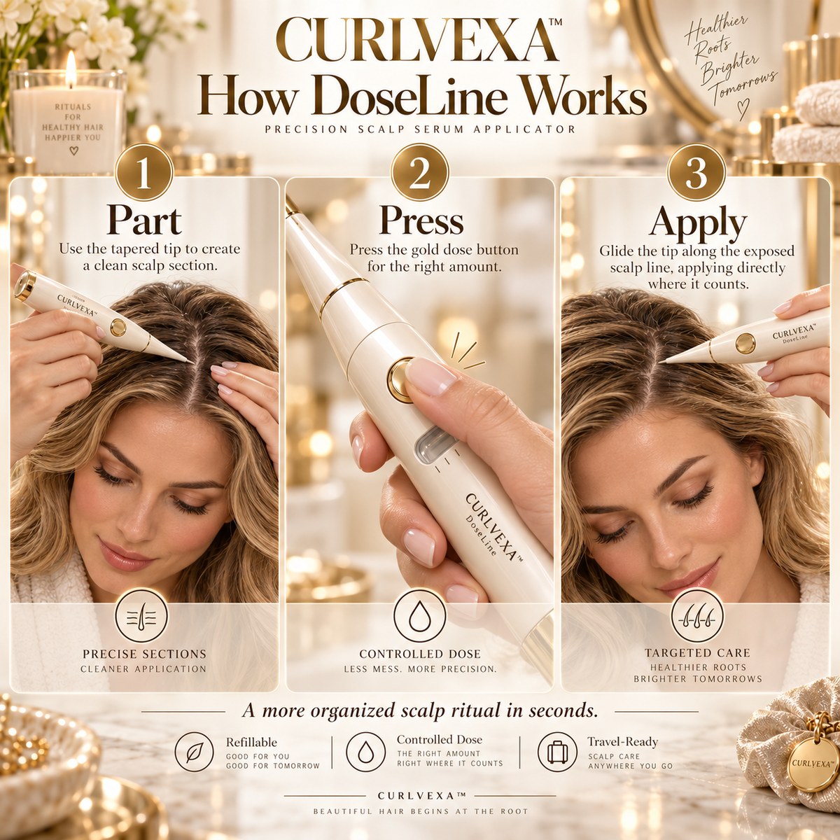 CURLVEXA™ DoseLine | Precision Scalp Serum Applicator