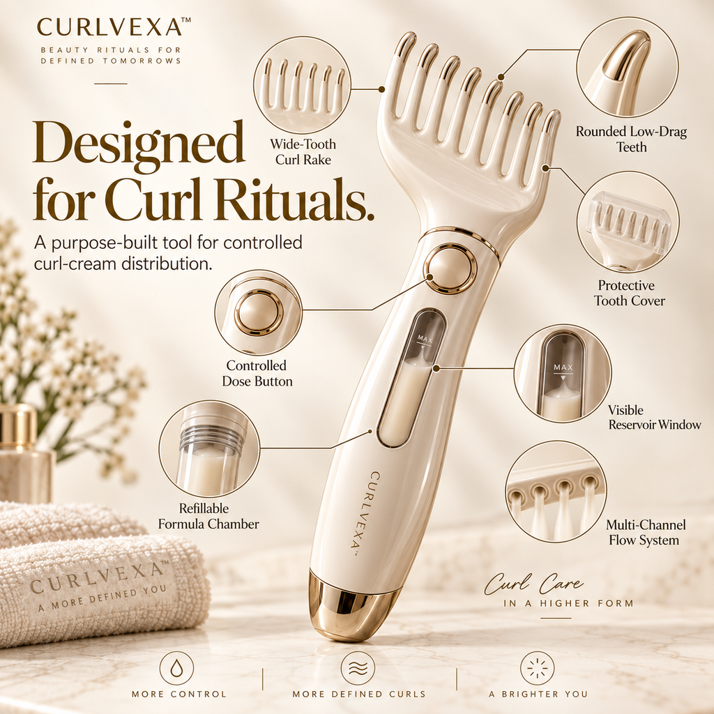 CURLVEXA™ CurlDose | Precision Curl Cream Dispensing Rake