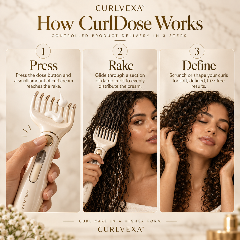 CURLVEXA™ CurlDose | Precision Curl Cream Dispensing Rake