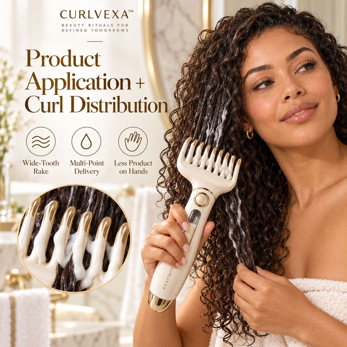 CURLVEXA™ CurlDose | Precision Curl Cream Dispensing Rake
