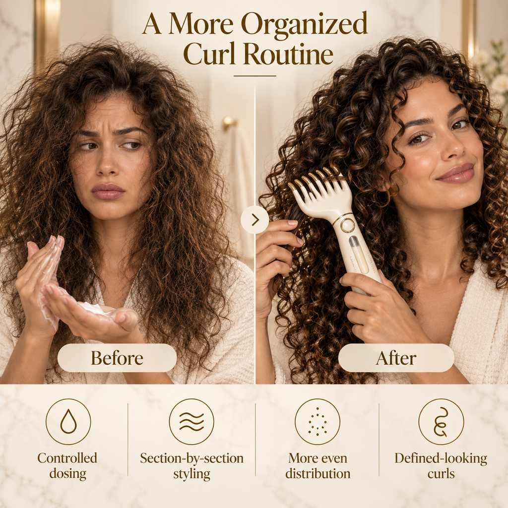 CURLVEXA™ CurlDose | Precision Curl Cream Dispensing Rake