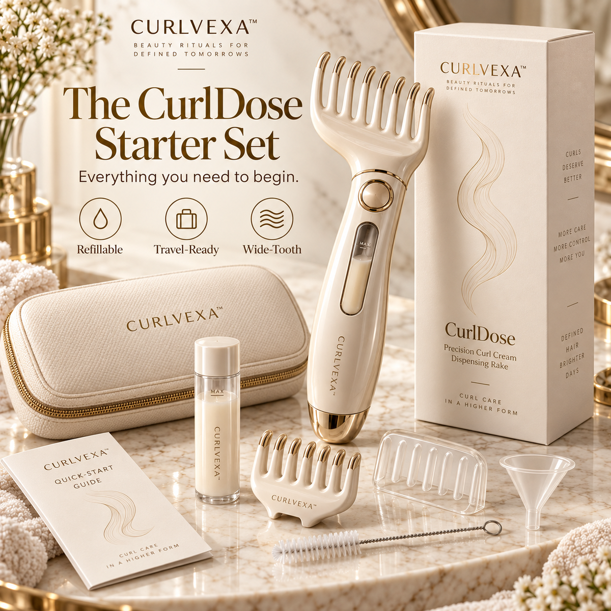 CURLVEXA™ CurlDose | Precision Curl Cream Dispensing Rake