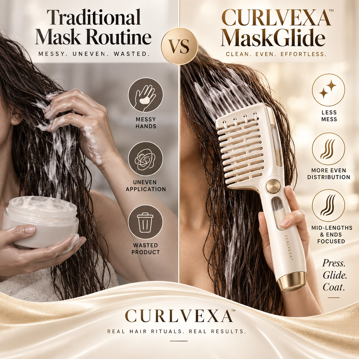 CURLVEXA™ MaskGlide  Precision Hair Mask Dispensing Comb