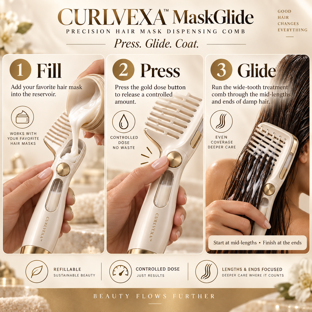 CURLVEXA™ MaskGlide  Precision Hair Mask Dispensing Comb