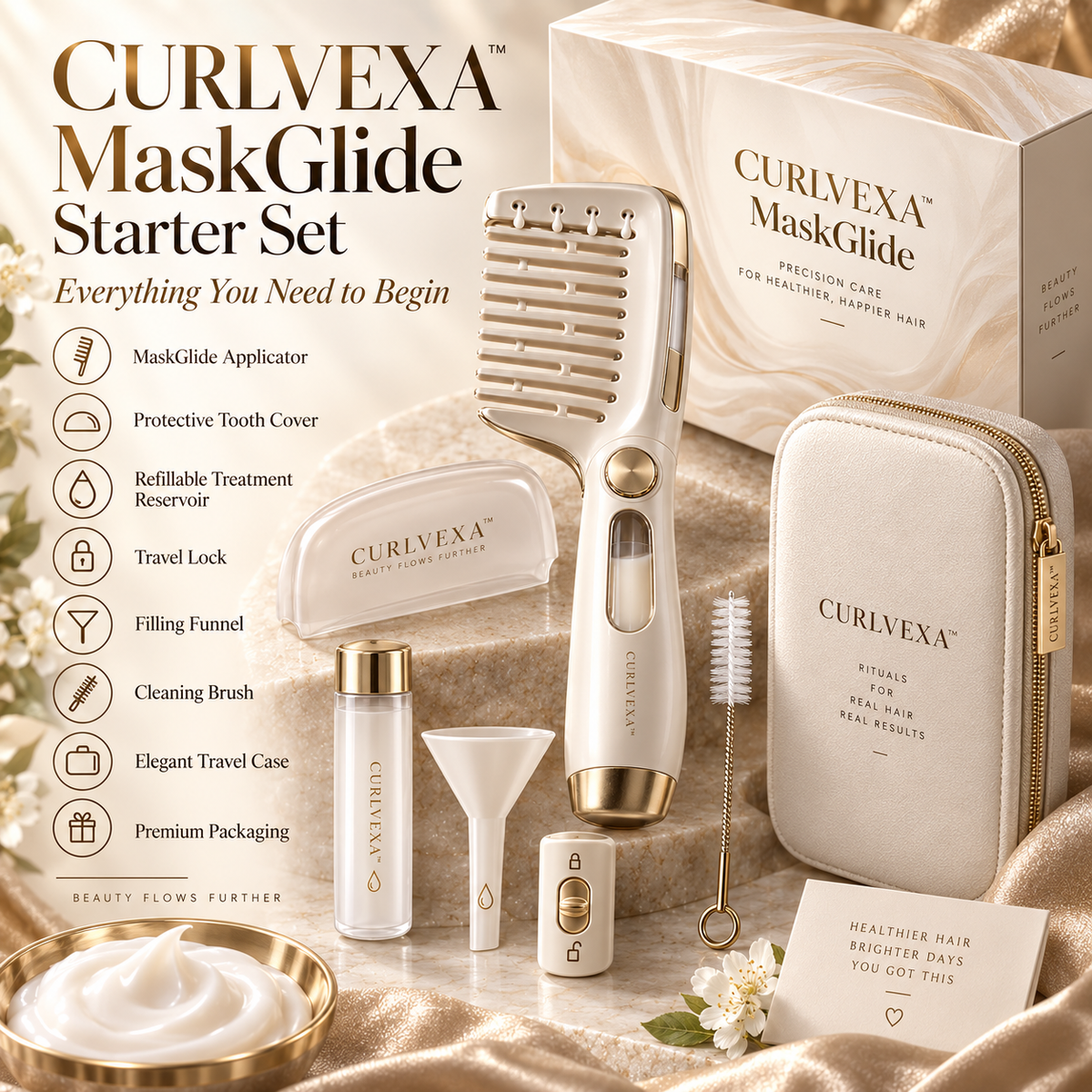 CURLVEXA™ MaskGlide  Precision Hair Mask Dispensing Comb
