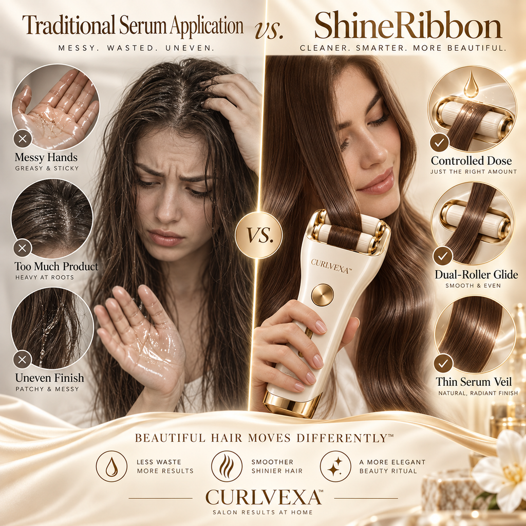 CURLVEXA™ ShineRibbon | Dual-Roller Hair Serum Applicator