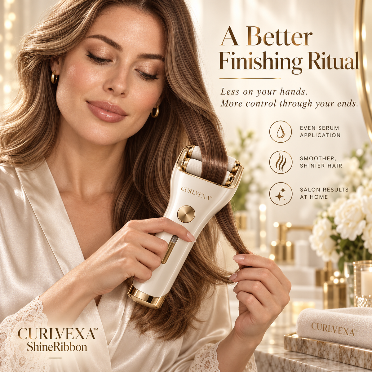 CURLVEXA™ ShineRibbon | Dual-Roller Hair Serum Applicator