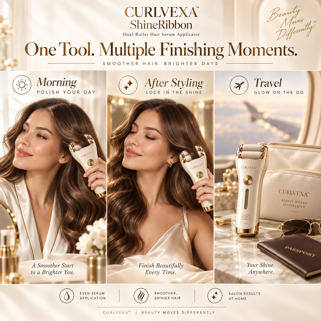 CURLVEXA™ ShineRibbon | Dual-Roller Hair Serum Applicator