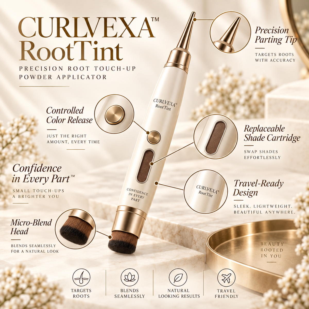 CURLVEXA™ RootTint | Precision Root Touch-Up Powder Applicator