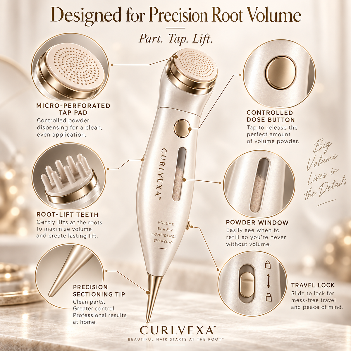 CURLVEXA™ VolumeTap | Precision Root Volume Powder Applicator