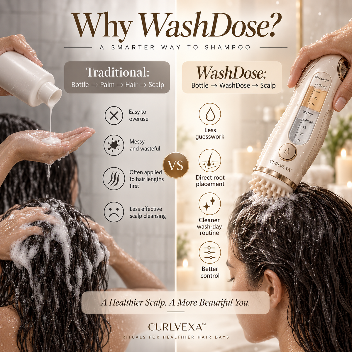CURLVEXA™ WashDose Precision Shampoo Dosing & Scalp Cleansing System