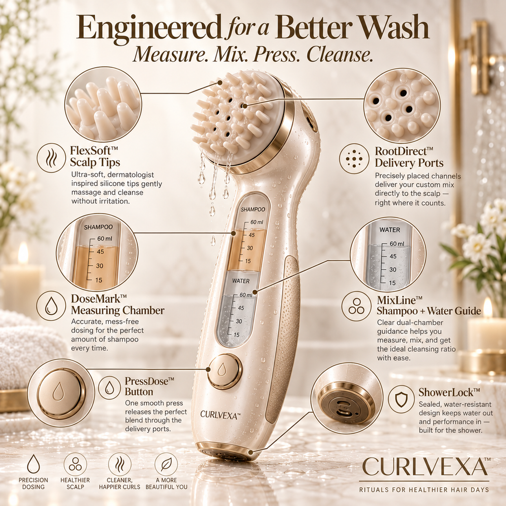 CURLVEXA™ WashDose Precision Shampoo Dosing & Scalp Cleansing System
