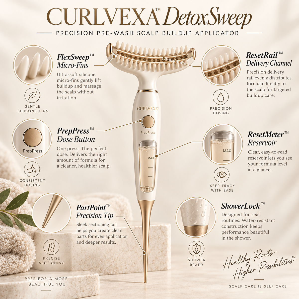 CURLVEXA™ DetoxSweep  Precision Pre-Wash Scalp Buildup Applicator