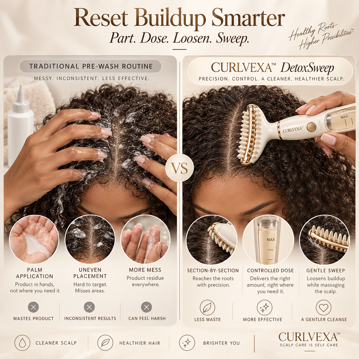 CURLVEXA™ DetoxSweep  Precision Pre-Wash Scalp Buildup Applicator