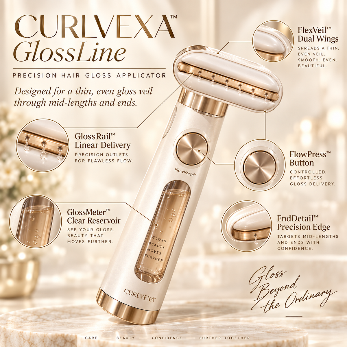 CURLVEXA™ GlossLine | Precision Hair Gloss Applicator