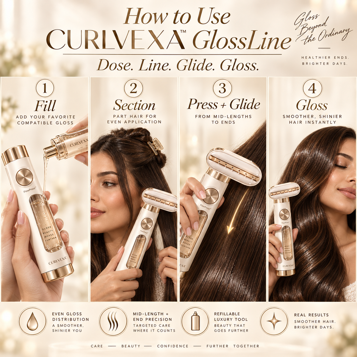 CURLVEXA™ GlossLine | Precision Hair Gloss Applicator