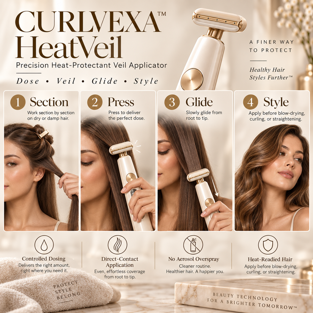 CURLVEXA™ HeatVeil | Precision Heat-Protectant Applicator