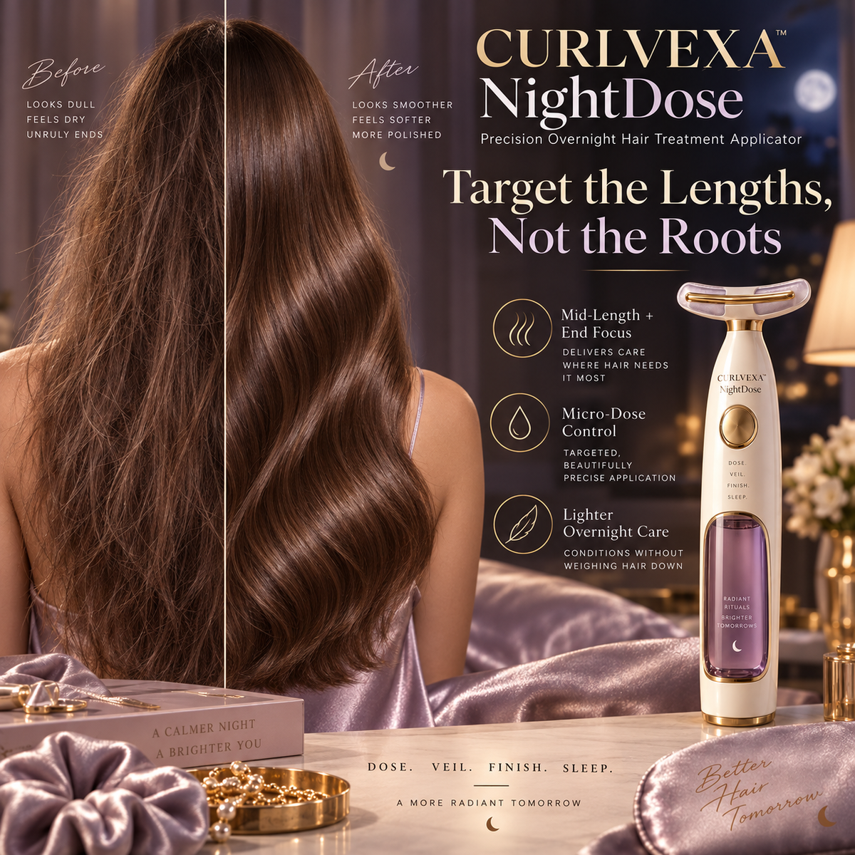 CURLVEXA™ NightDose | Precision Overnight Hair Treatment Applicator