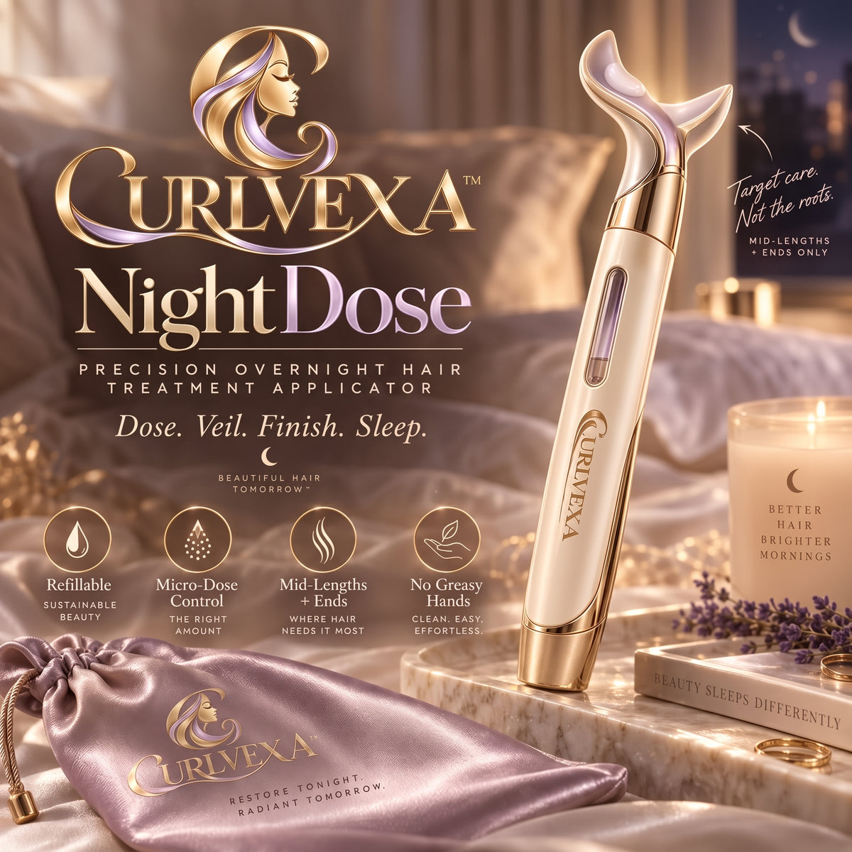 CURLVEXA™ NightDose | Precision Overnight Hair Treatment Applicator