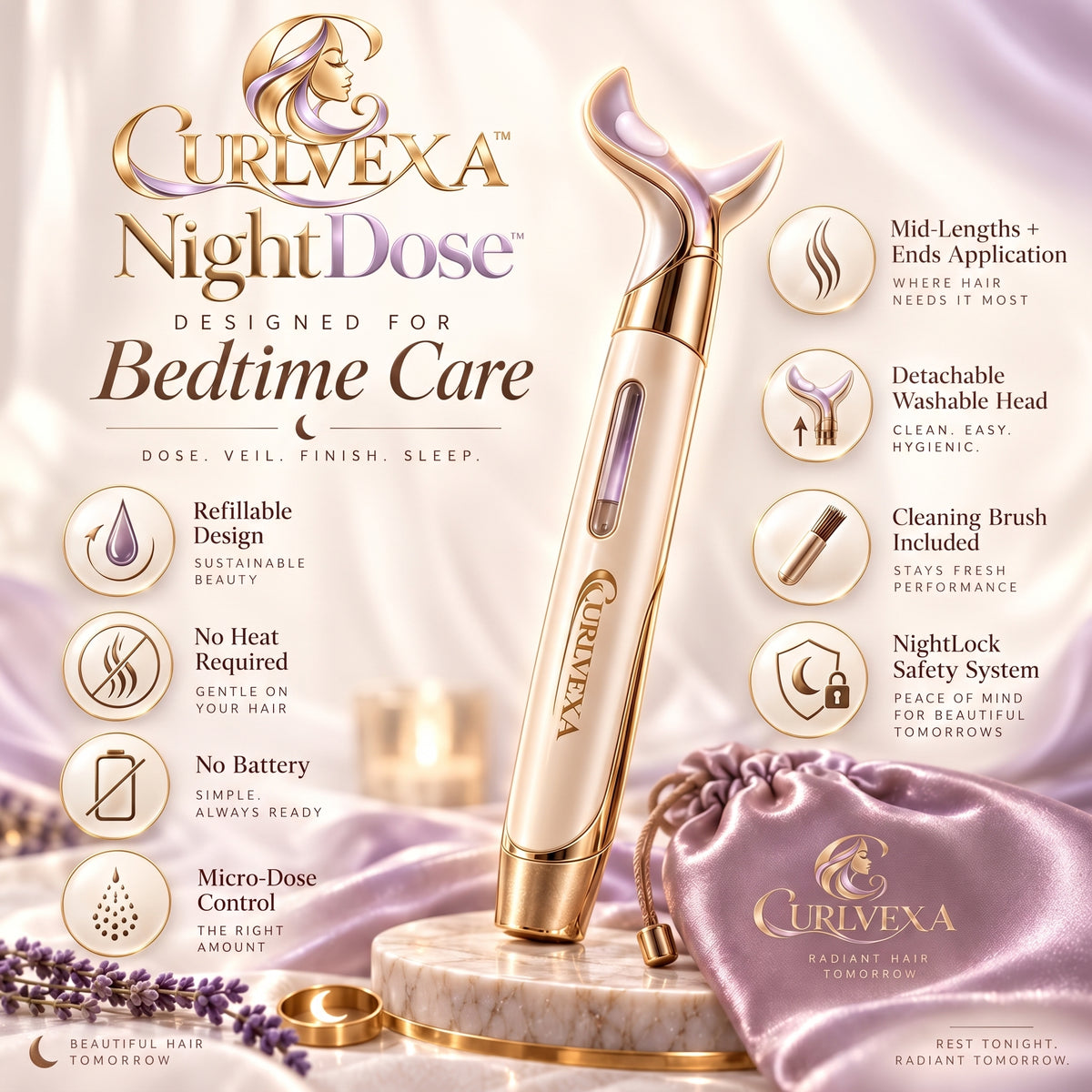 CURLVEXA™ NightDose | Precision Overnight Hair Treatment Applicator