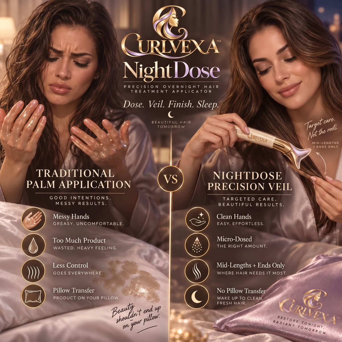 CURLVEXA™ NightDose | Precision Overnight Hair Treatment Applicator