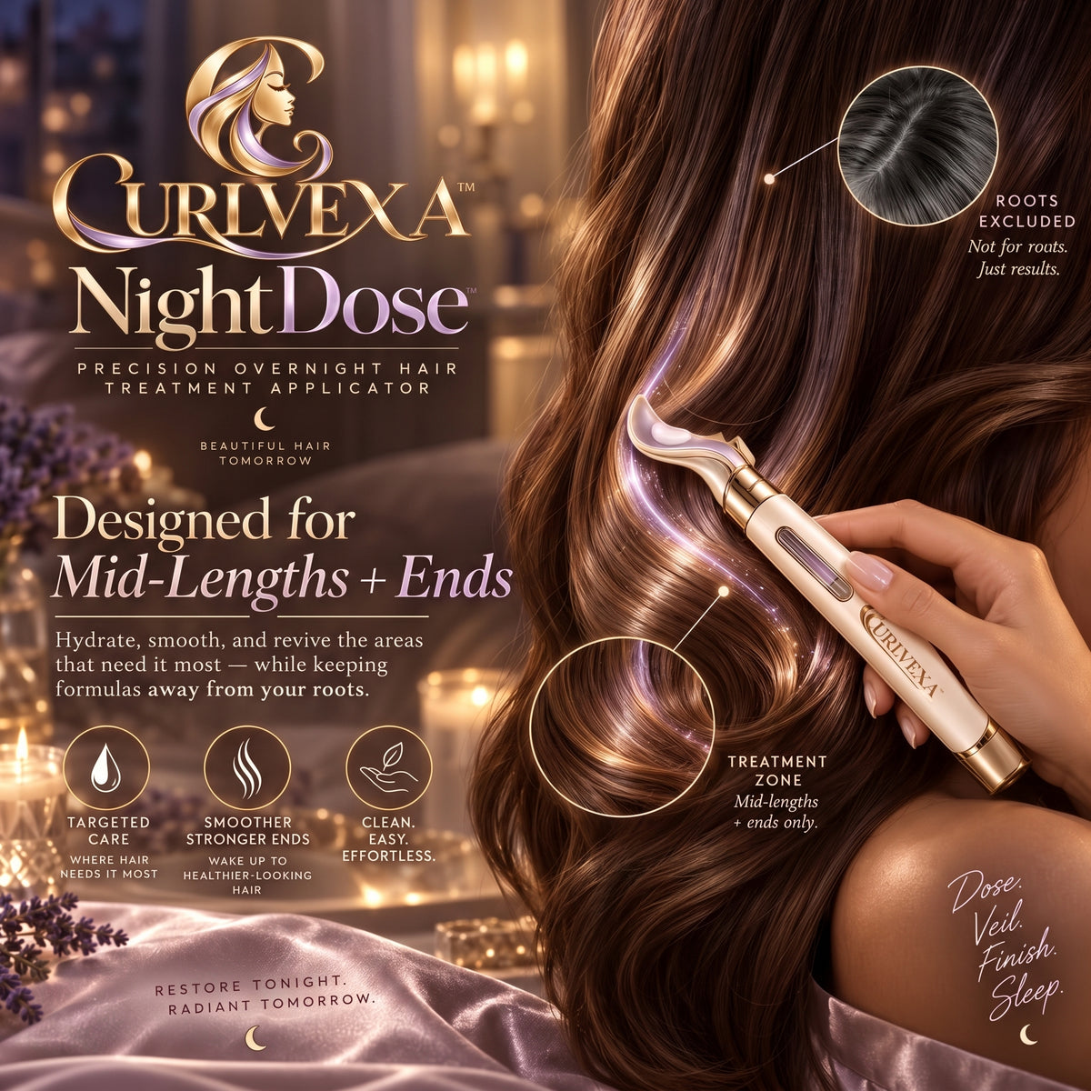 CURLVEXA™ NightDose | Precision Overnight Hair Treatment Applicator